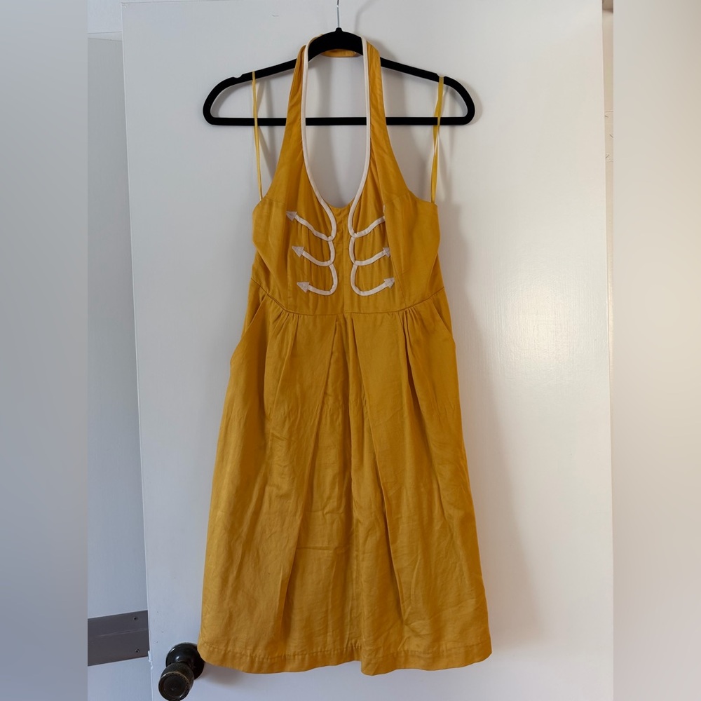 Floreat Mustard Backless Dress